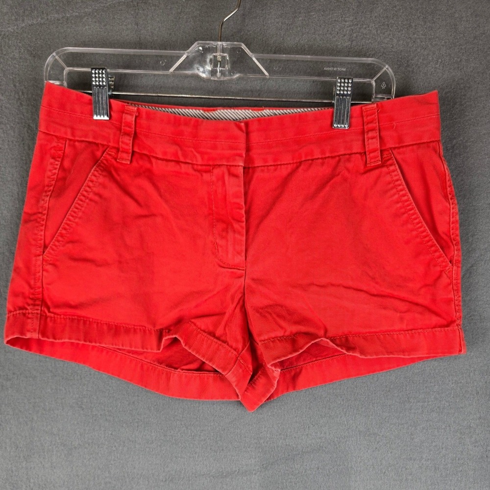 J Crew Chino Broken-In Shorts Women's size 6 Orange Cotton Preppy Classic